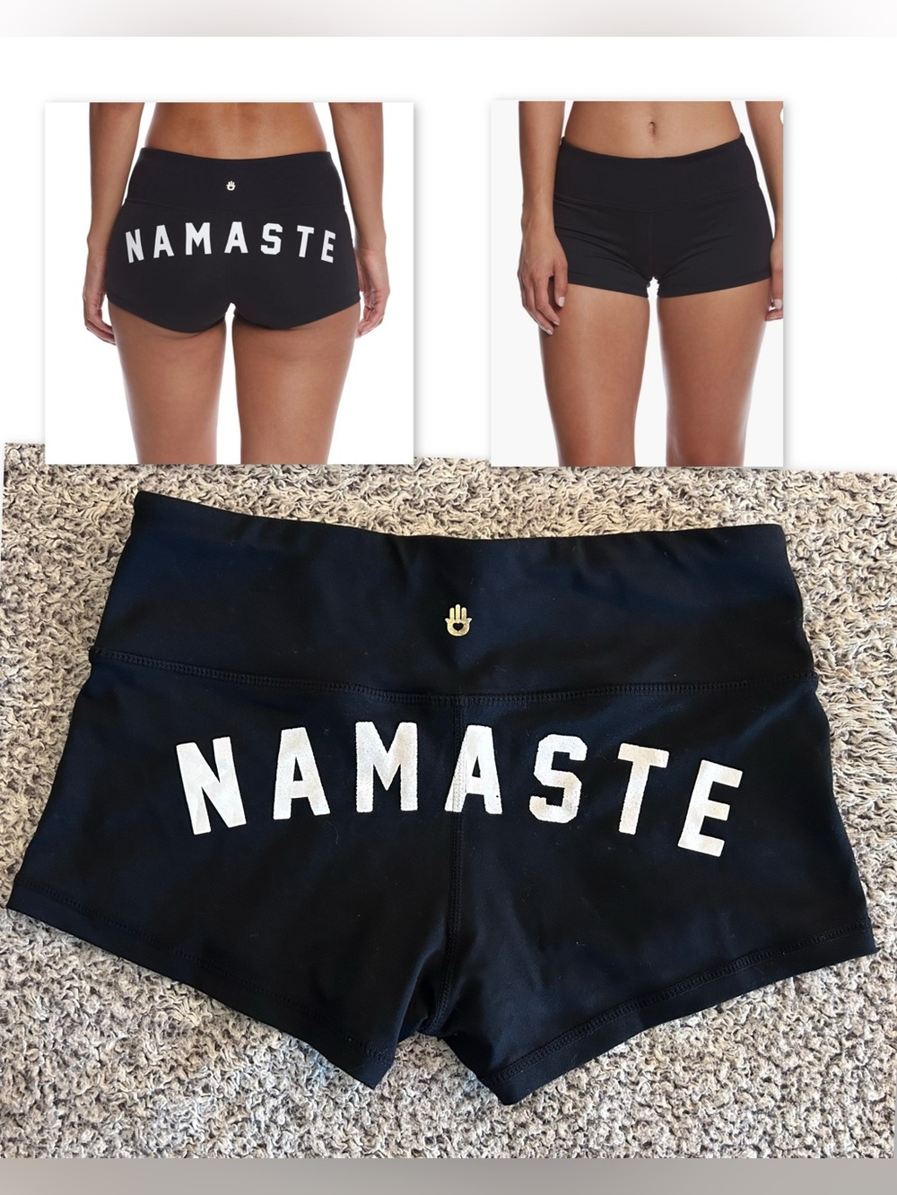 Spiritual Gangster || Namaste Hatha Yoga Shorts || mid-Rise Black || SMALL